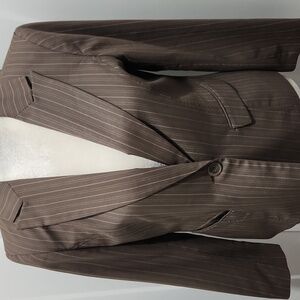 Style & Co Brown Striped Blazer Jacket 6 Petite